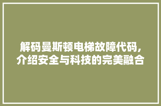 解码曼斯顿电梯故障代码,介绍安全与科技的完美融合