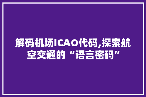 解码机场ICAO代码,探索航空交通的“语言密码”