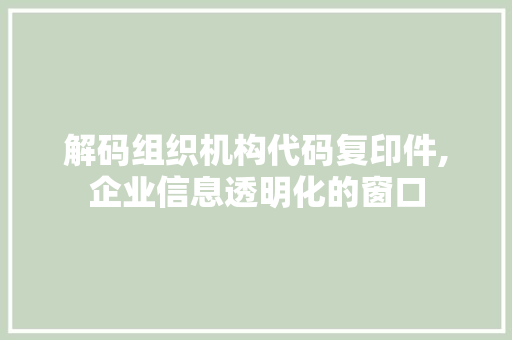 解码组织机构代码复印件,企业信息透明化的窗口