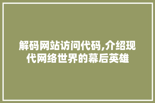 解码网站访问代码,介绍现代网络世界的幕后英雄