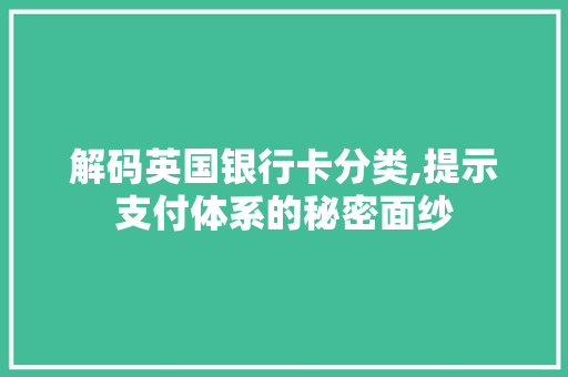 解码英国银行卡分类,提示支付体系的秘密面纱