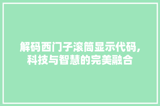 解码西门子滚筒显示代码,科技与智慧的完美融合