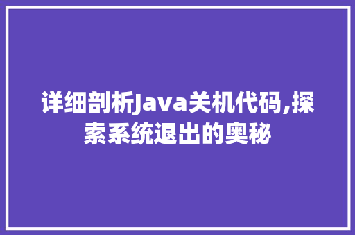 详细剖析Java关机代码,探索系统退出的奥秘