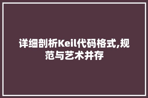 详细剖析Keil代码格式,规范与艺术并存