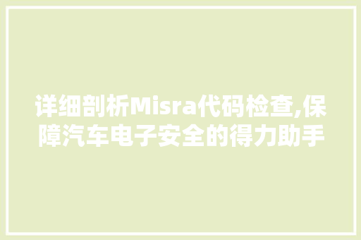 详细剖析Misra代码检查,保障汽车电子安全的得力助手