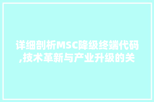 详细剖析MSC降级终端代码,技术革新与产业升级的关键