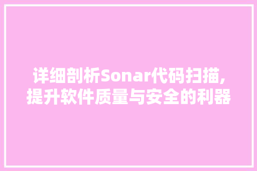 详细剖析Sonar代码扫描,提升软件质量与安全的利器