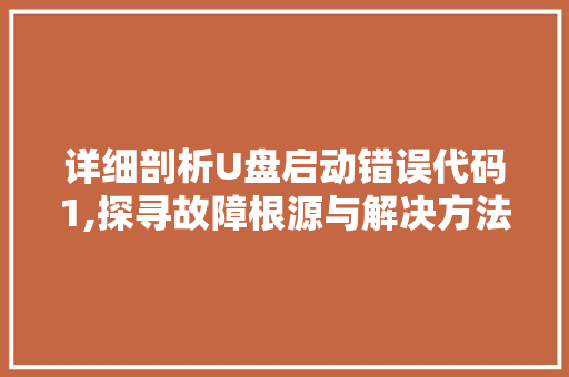 详细剖析U盘启动错误代码1,探寻故障根源与解决方法