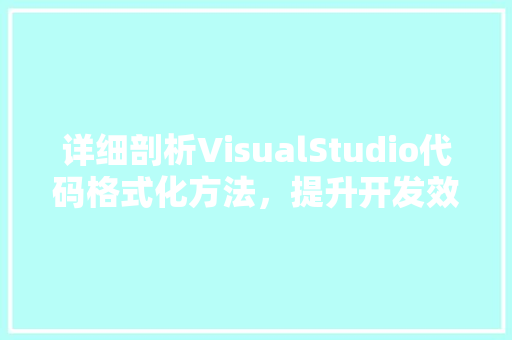 详细剖析VisualStudio代码格式化方法，提升开发效率与代码质量