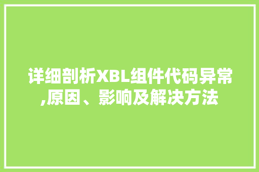 详细剖析XBL组件代码异常,原因、影响及解决方法