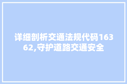 详细剖析交通法规代码16362,守护道路交通安全