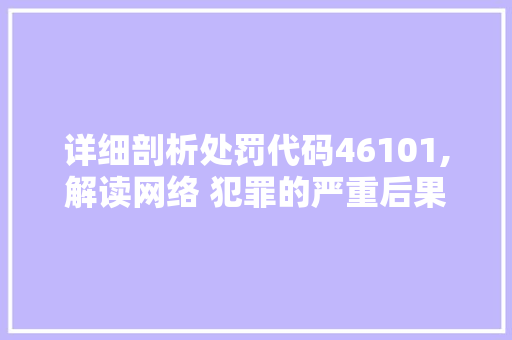 详细剖析处罚代码46101,解读网络 犯罪的严重后果