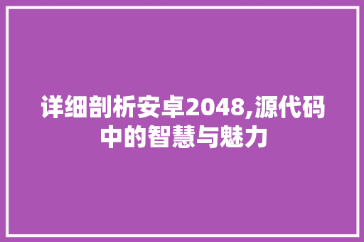 详细剖析安卓2048,源代码中的智慧与魅力