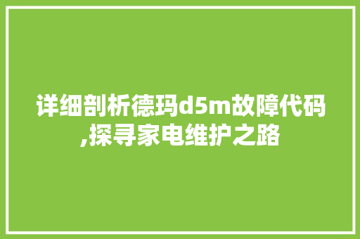 详细剖析德玛d5m故障代码,探寻家电维护之路