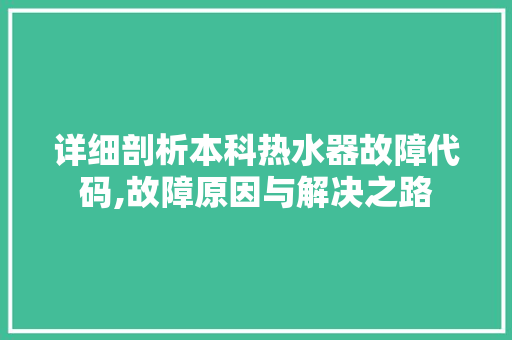 详细剖析本科热水器故障代码,故障原因与解决之路