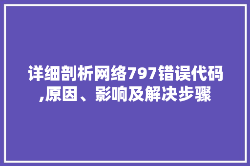 详细剖析网络797错误代码,原因、影响及解决步骤