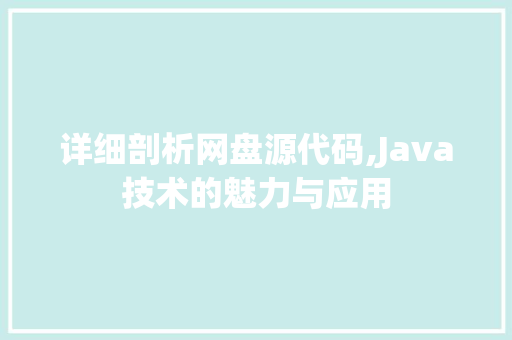 详细剖析网盘源代码,Java技术的魅力与应用