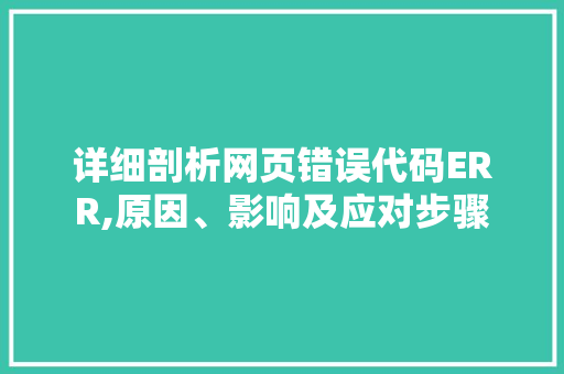 详细剖析网页错误代码ERR,原因、影响及应对步骤