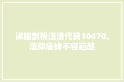 详细剖析违法代码10470,法律底线不容逾越