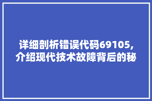 详细剖析错误代码69105,介绍现代技术故障背后的秘密