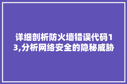 详细剖析防火墙错误代码13,分析网络安全的隐秘威胁