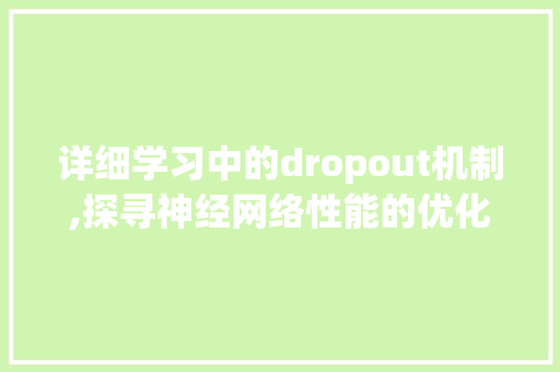 详细学习中的dropout机制,探寻神经网络性能的优化之路