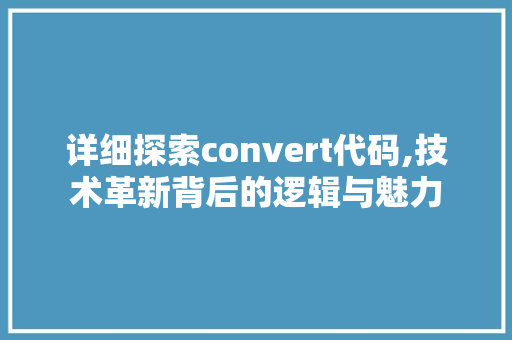 详细探索convert代码,技术革新背后的逻辑与魅力