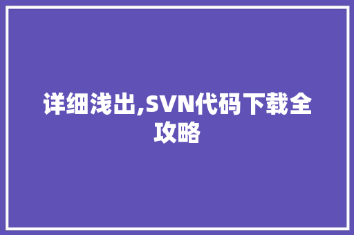 详细浅出,SVN代码下载全攻略