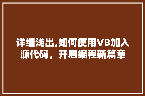 详细浅出,如何使用VB加入源代码，开启编程新篇章