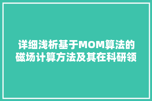 详细浅析基于MOM算法的磁场计算方法及其在科研领域的应用