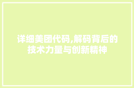 详细美团代码,解码背后的技术力量与创新精神