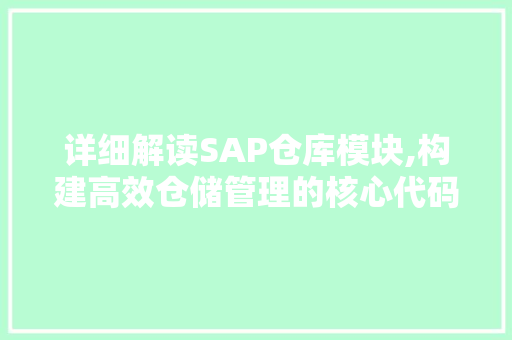 详细解读SAP仓库模块,构建高效仓储管理的核心代码