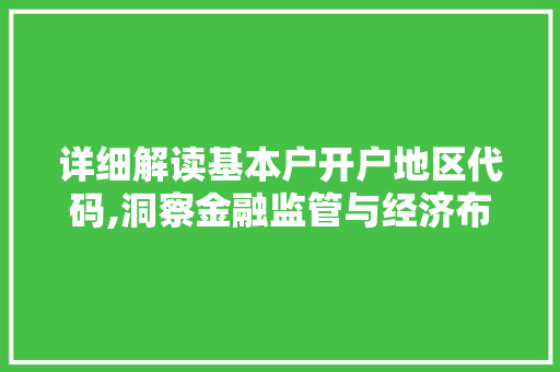 详细解读基本户开户地区代码,洞察金融监管与经济布局