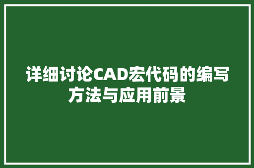 详细讨论CAD宏代码的编写方法与应用前景