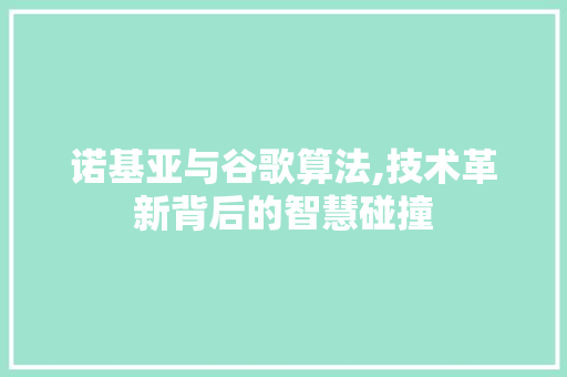 诺基亚与谷歌算法,技术革新背后的智慧碰撞