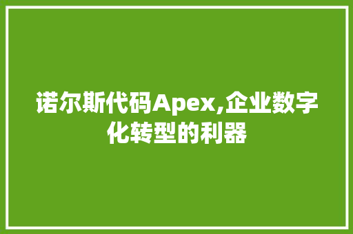 诺尔斯代码Apex,企业数字化转型的利器