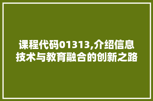 课程代码01313,介绍信息技术与教育融合的创新之路