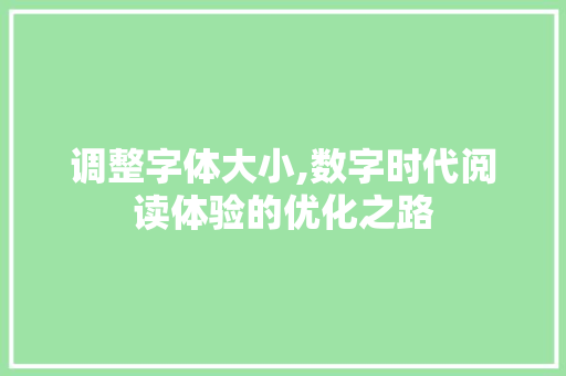 调整字体大小,数字时代阅读体验的优化之路