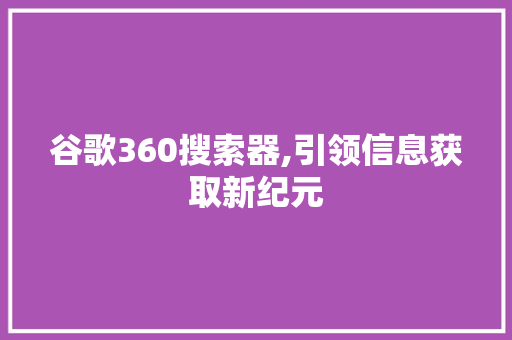 谷歌360搜索器,引领信息获取新纪元