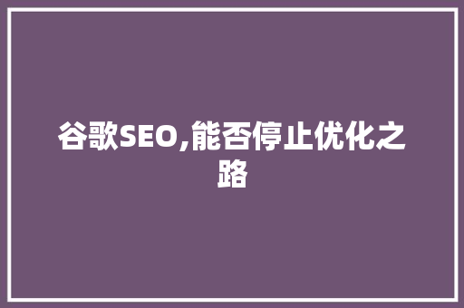 谷歌SEO,能否停止优化之路