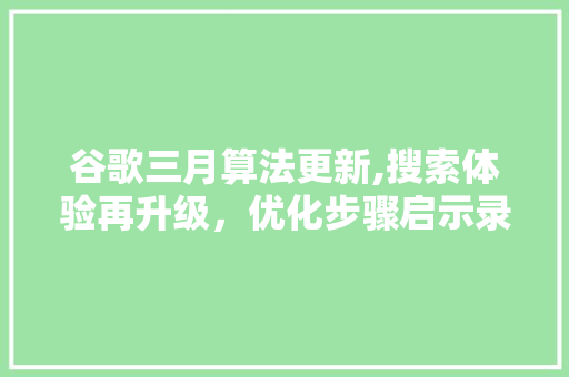 谷歌三月算法更新,搜索体验再升级，优化步骤启示录