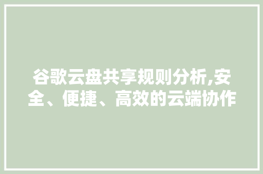 谷歌云盘共享规则分析,安全、便捷、高效的云端协作之路