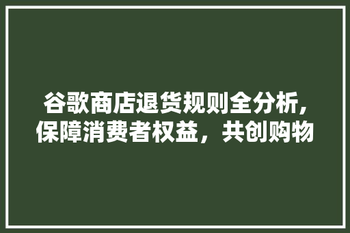 谷歌商店退货规则全分析,保障消费者权益，共创购物新体验