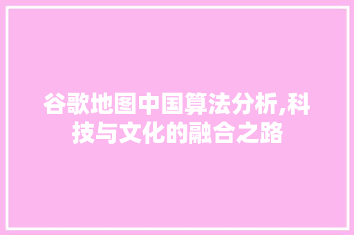 谷歌地图中国算法分析,科技与文化的融合之路