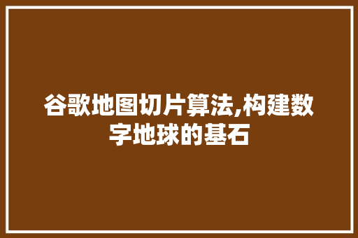 谷歌地图切片算法,构建数字地球的基石