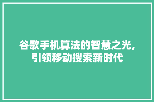 谷歌手机算法的智慧之光,引领移动搜索新时代