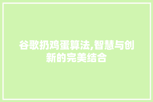 谷歌扔鸡蛋算法,智慧与创新的完美结合