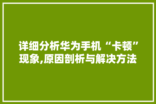 详细分析华为手机“卡顿”现象,原因剖析与解决方法