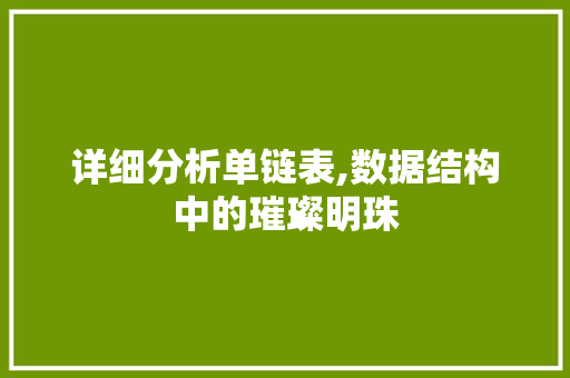 详细分析单链表,数据结构中的璀璨明珠