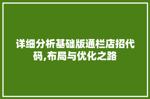 详细分析基础版通栏店招代码,布局与优化之路